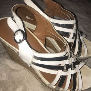 Franco Sarto White and Silver wedges